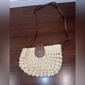 nwt san lorenzo Brown and Cream Woven Crossbody Bag